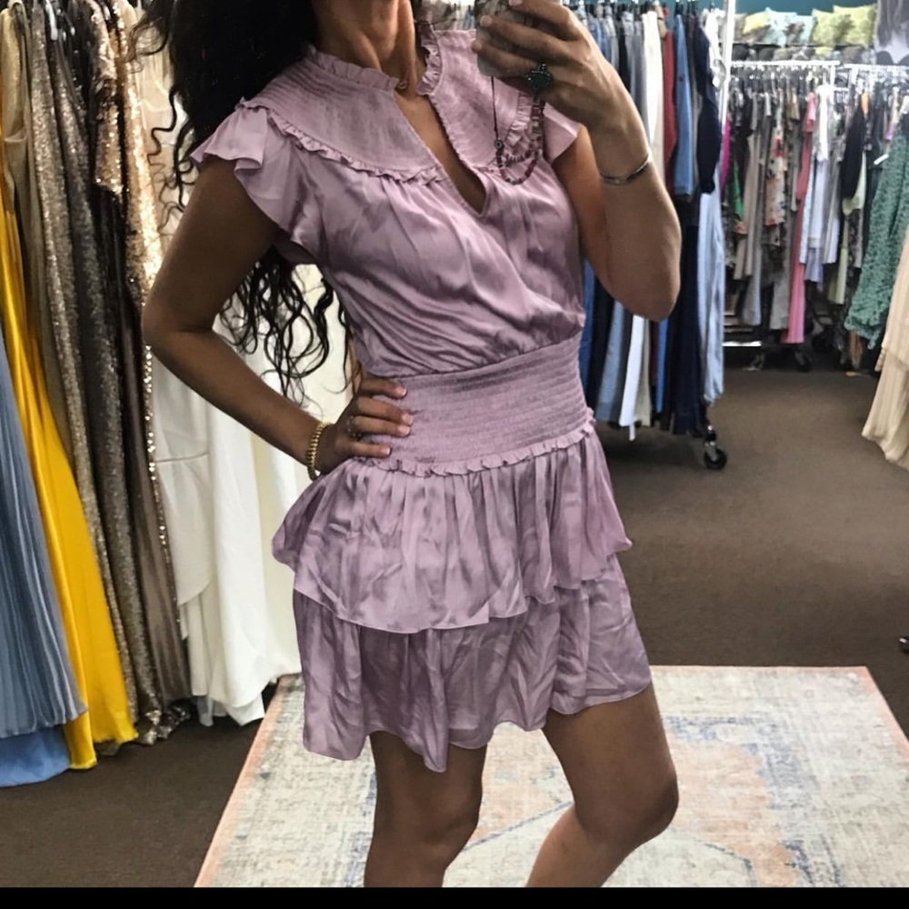 Worn BCBGMaxAzria lavender dress size 6 fits s-m sizes - Picture 3 of 8